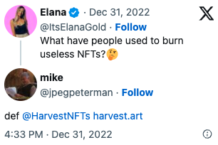 Tweet from happy harvester