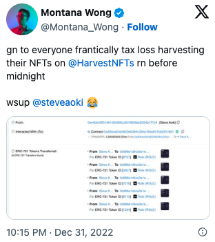 Tweet from happy harvester